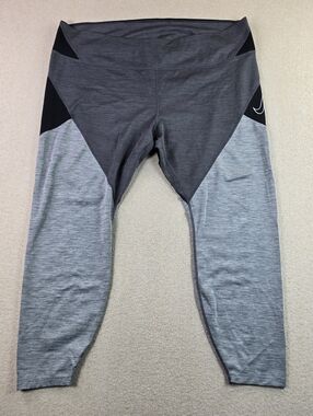 Nike Leggings Womens 3X Gray Black Colorblock Crop Athletic Dri Fit